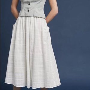 $350 Mara Hoffman Viola Midi Skirt White Jacquard Z341-4